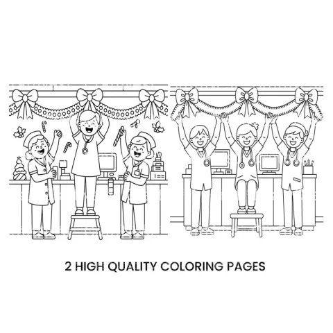 Christmas Nurses Decorating Coloring Books