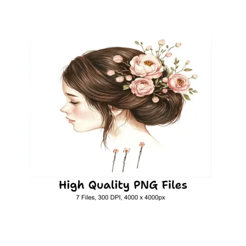 Elegant Bridal Hair Clipart Bundle