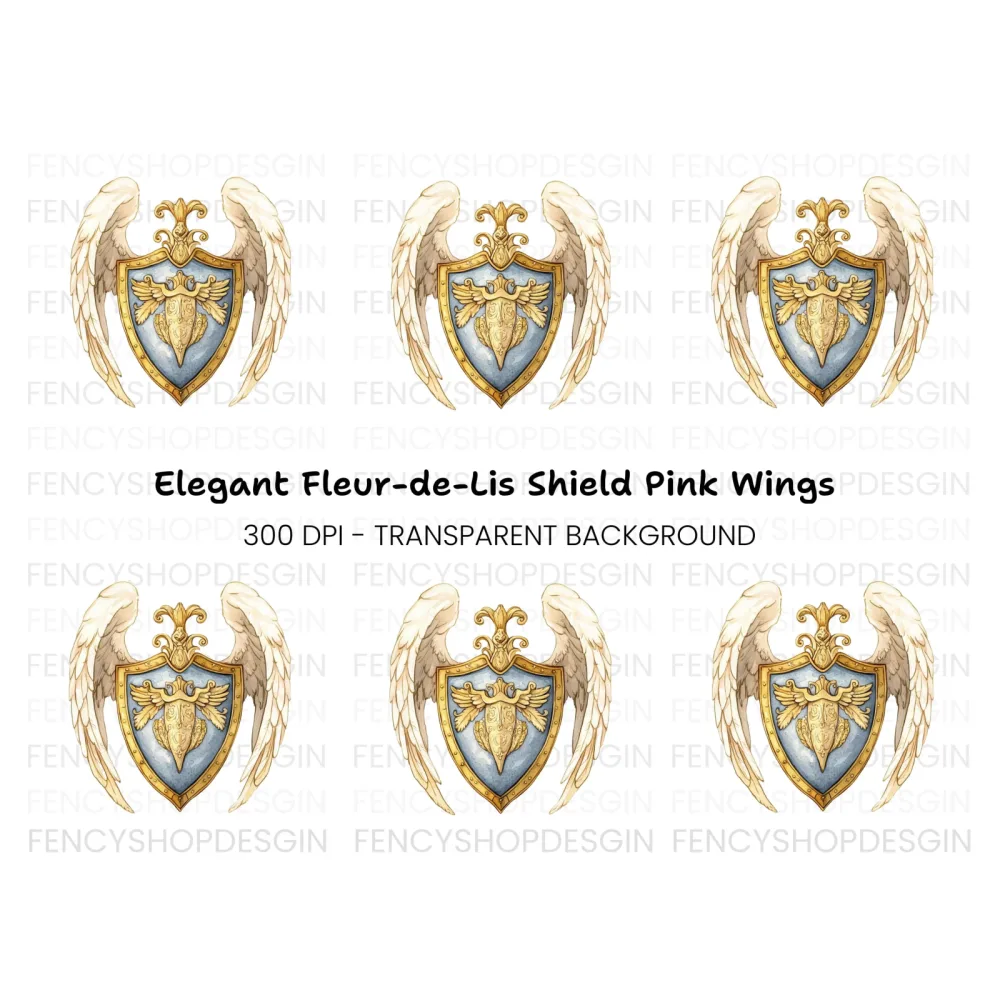 Elegant Winged Shield Clipart Bundle