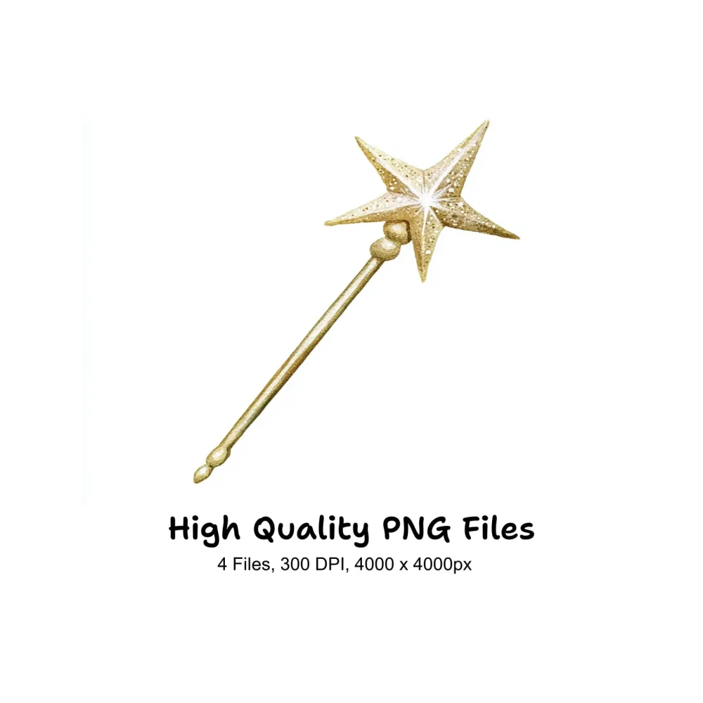 Golden Star Magic Wand Clipart Bundle