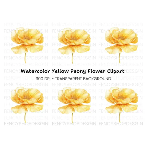 Yellow Poppy Flower Clipart Bundle