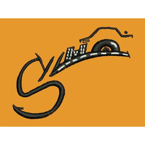 Automotive Roadway Calligraphy Emblem Embroidery Design