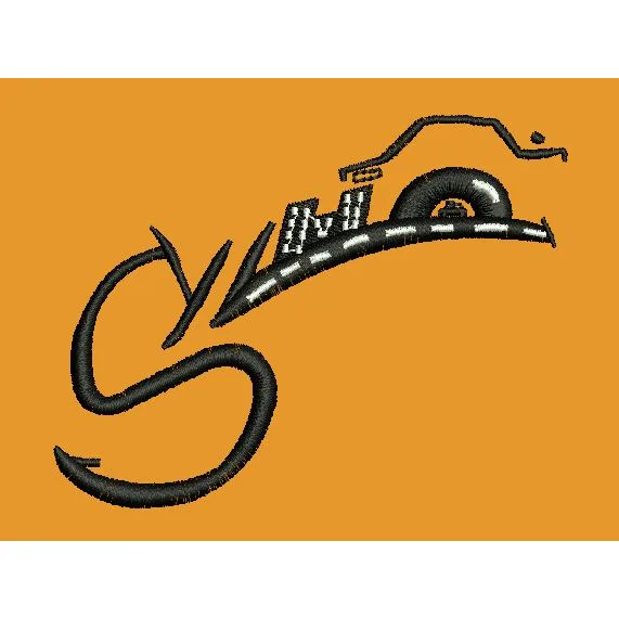 Automotive Roadway Calligraphy Emblem Embroidery Design