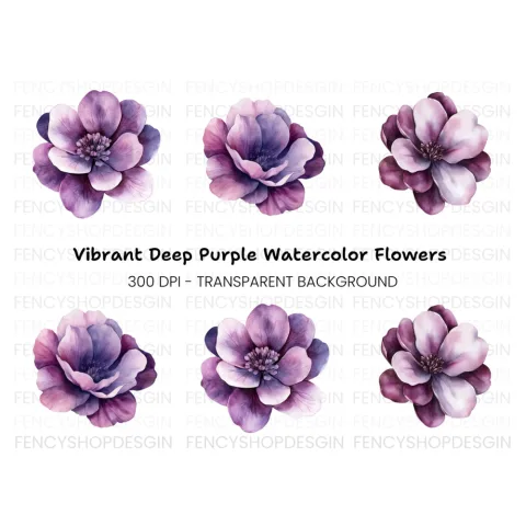 Purple Flowers Clipart Bundle