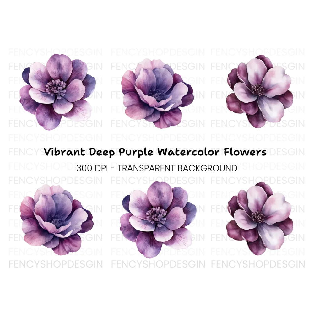 Purple Flowers Clipart Bundle
