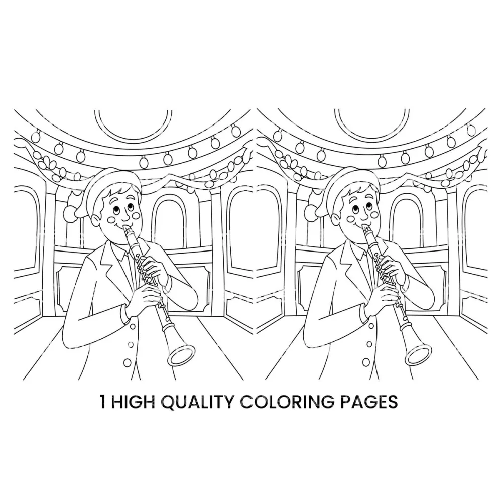 Christmas Clarinet Player Coloring Books