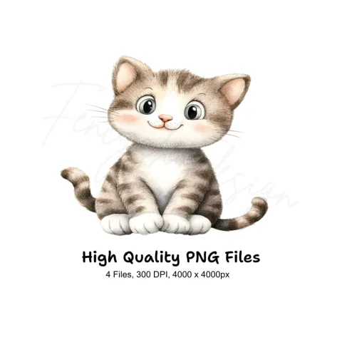 Adorable Striped Kitten Clipart Bundle