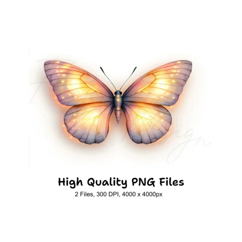 Glowing Butterfly Clipart Bundle