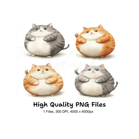 Chubby Cat Clipart Bundle