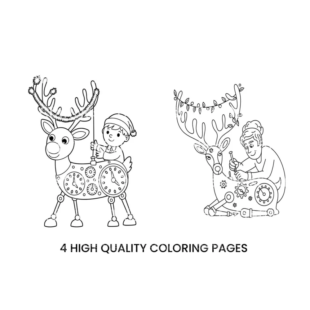 Steampunk Reindeer Adventure Coloring Books