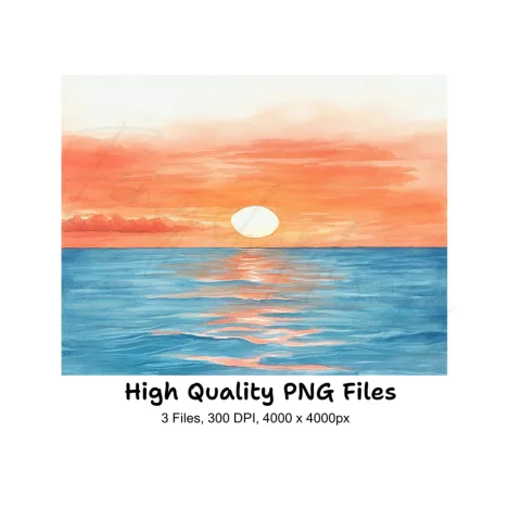 Vibrant Sunset Over Ocean Clipart Bundle