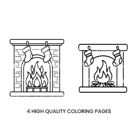 Christmas Fireplace Coloring Books