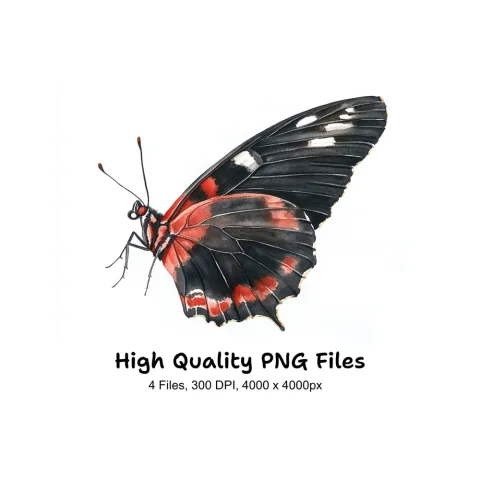 Elegant Red and Black Butterfly Clipart Bundle