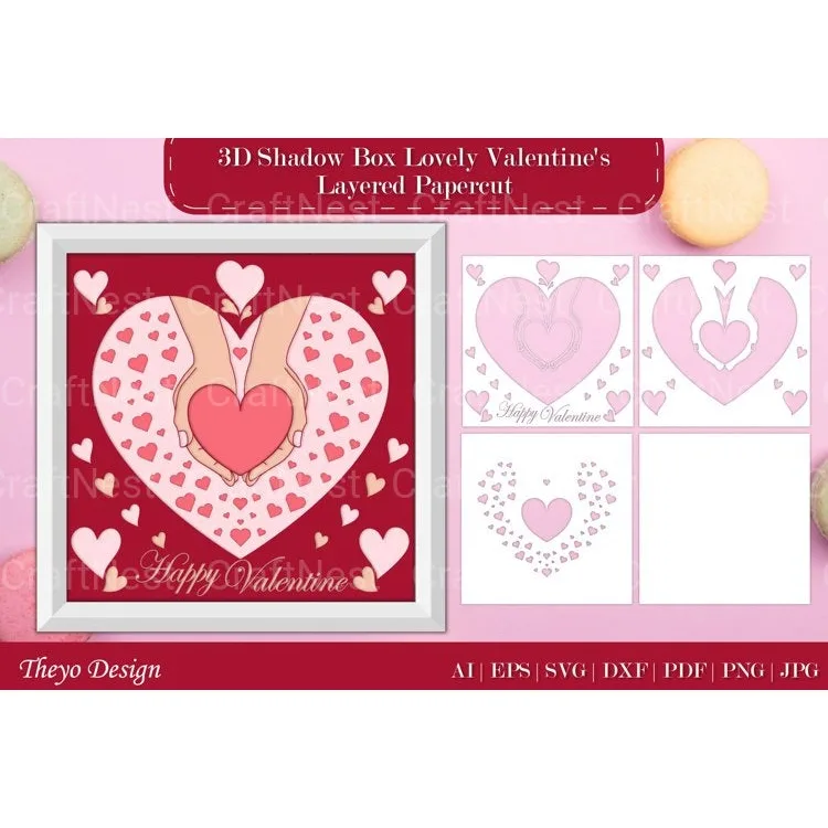Shadow Box Happy Valentine Layered Papercut SVG