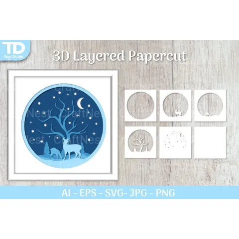 Shadow Box Christmas Layered Papercut D SVG