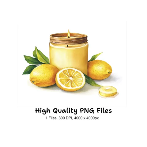 Lemon Candle Illustration Clipart Bundle