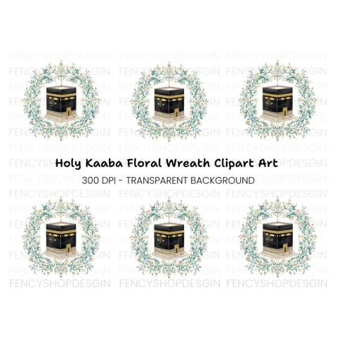 Kaaba Floral Wreath Clipart Bundle