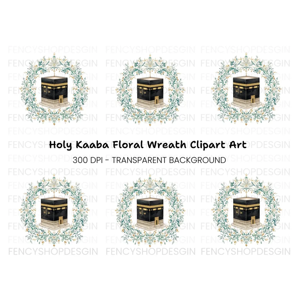 Kaaba Floral Wreath Clipart Bundle