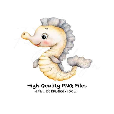 Cute Seahorse Clipart Bundle