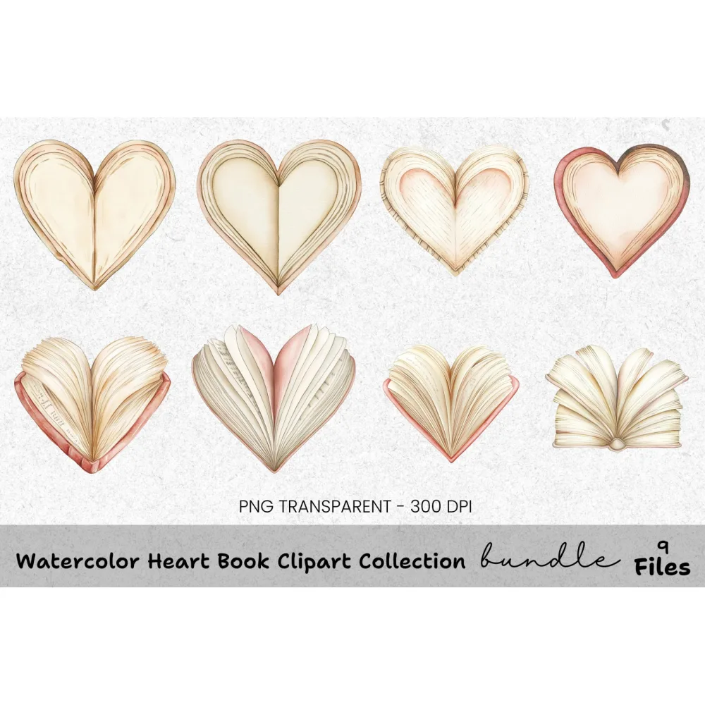 Heart Book Clipart Bundle