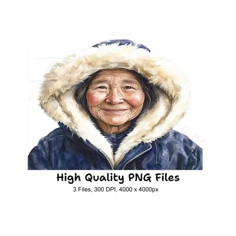Inuit Elder Portraits Clipart Bundle
