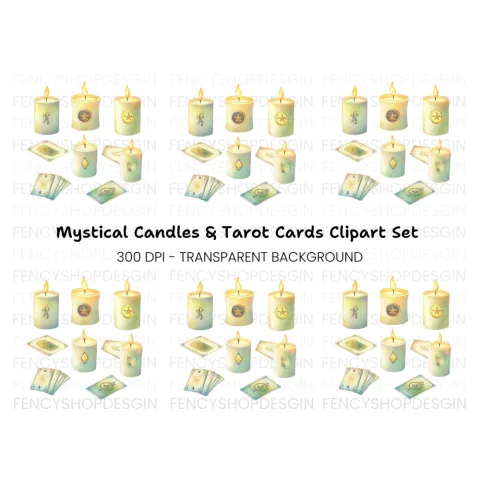 Magical Candles and Tarot Cards Clipart Bundle