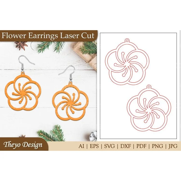Lasercut Flower Earrings SVG Bundle