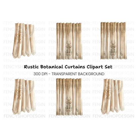 Elegant Lace Curtains Clipart Bundle
