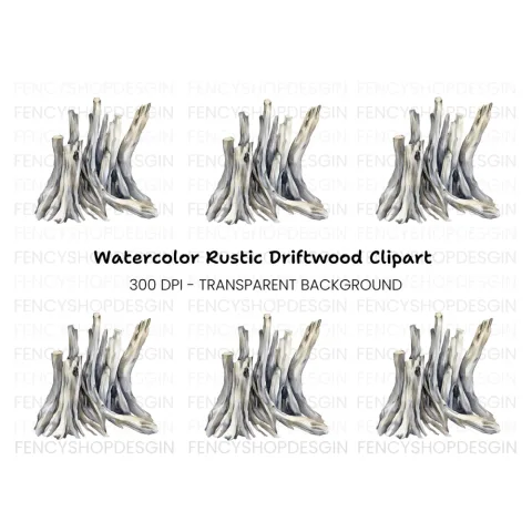 Driftwood Stack Clipart Bundle