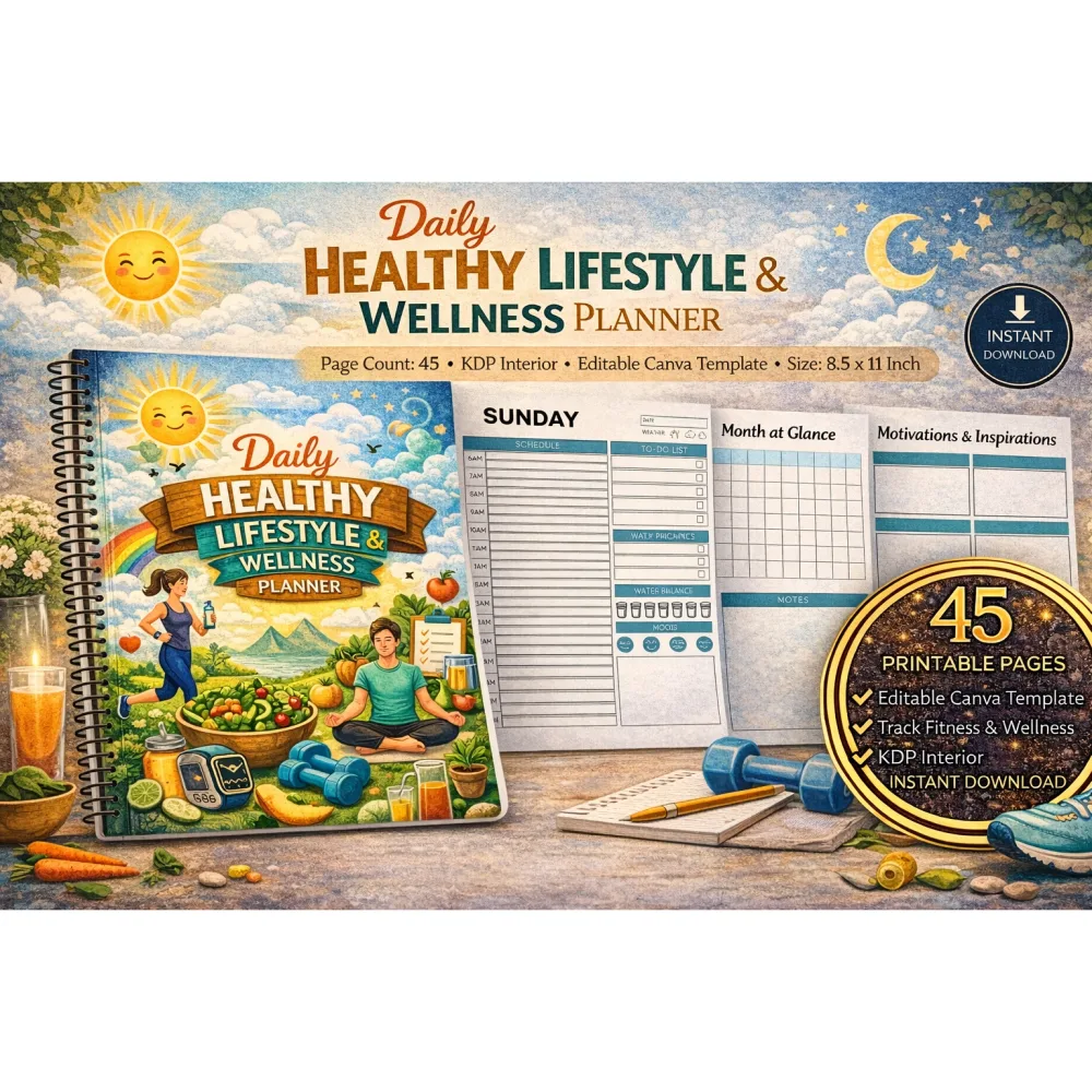 Daily Healthy Lifestyle Wellness Planner