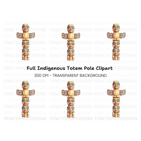 Traditional Totem Pole Clipart Bundle