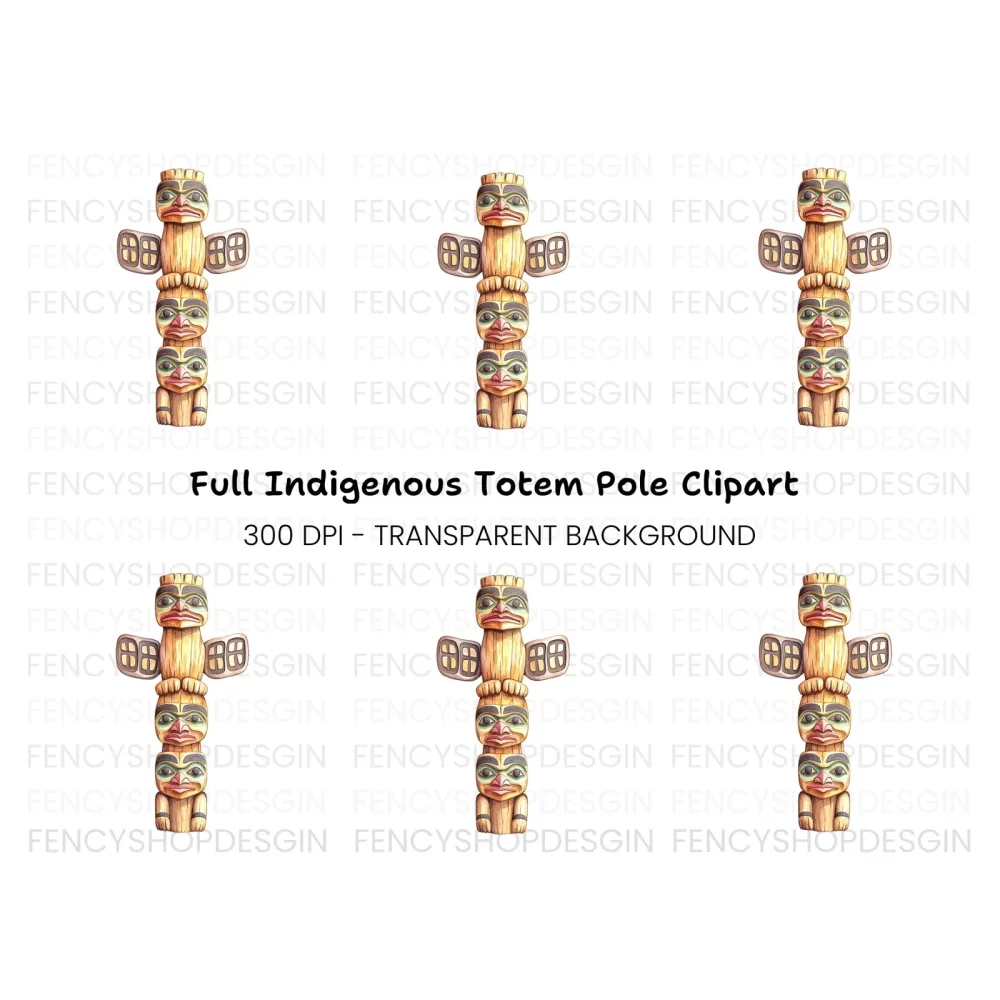 Traditional Totem Pole Clipart Bundle