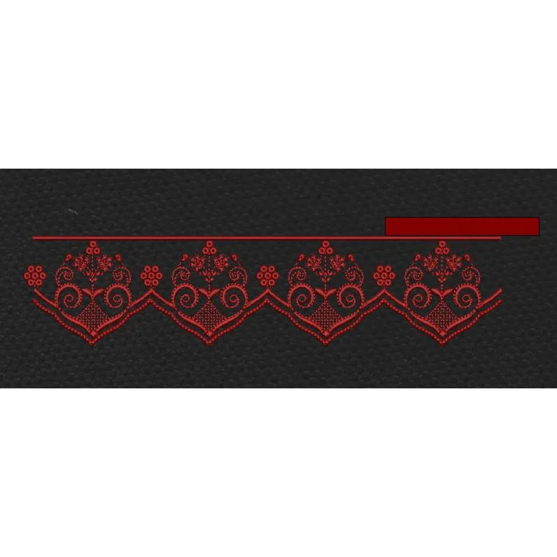 Floral Jacquard Woven Red Flower Embroidery Design
