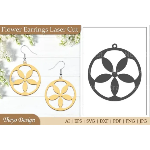 Earrings Lasercut Flower SVG Bundle