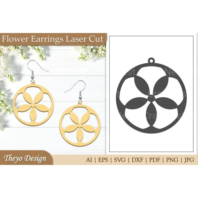 Lasercut Flower Earrings SVG Bundle