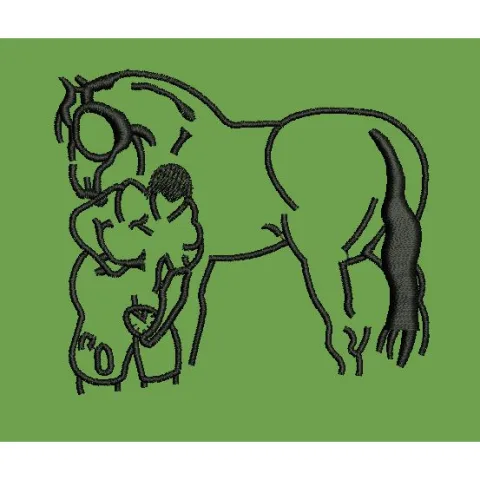 Horse Man Embroidery Design
