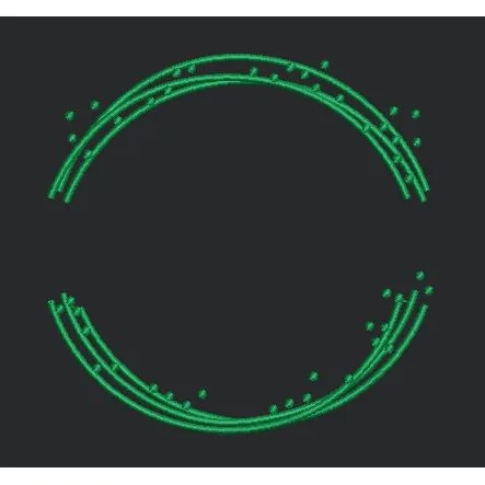 Radiant Dotted Arc Frame Embroidery Design