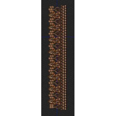 Copper Vine Metallic Leaf Border Embroidery Design
