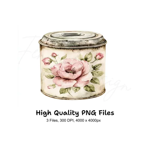 Shabby Chic Floral Canister Clipart Bundle