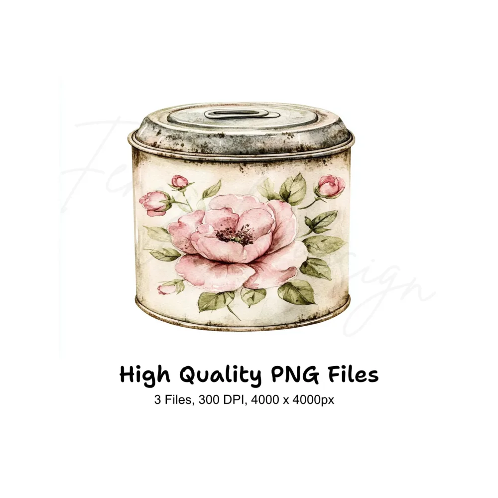 Shabby Chic Floral Canister Clipart Bundle