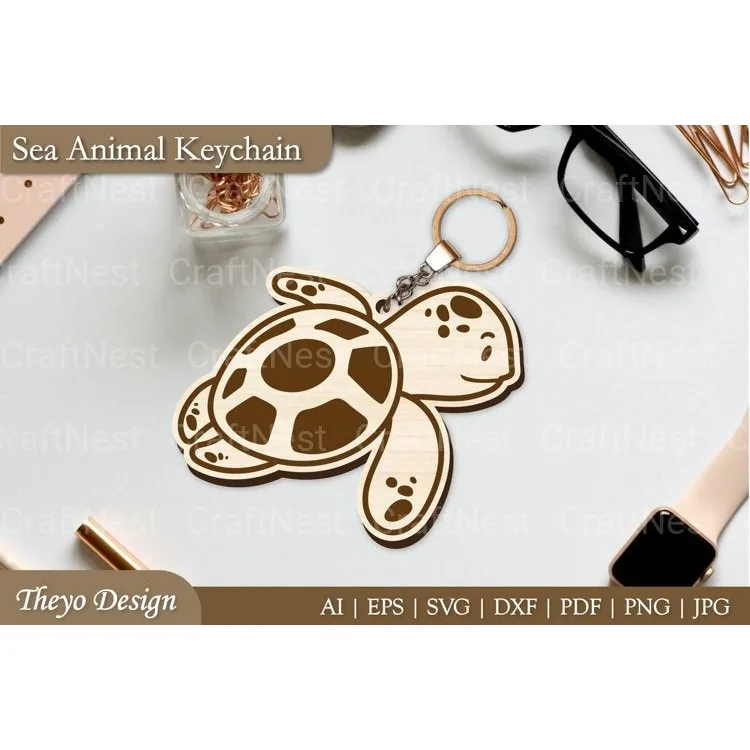 Cute Sea Animal Key Chain SVG