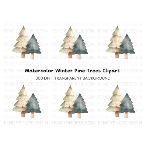 Winter Tree Clipart Bundle