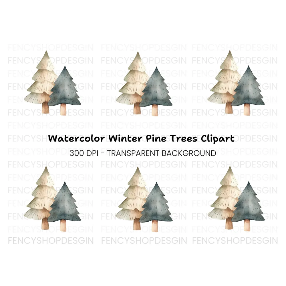 Winter Tree Clipart Bundle