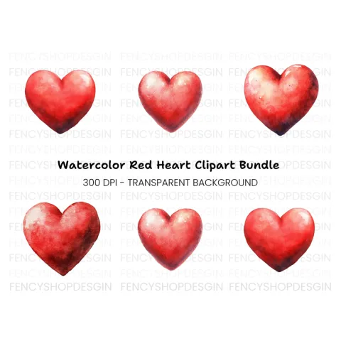 Red Hearts Clipart Bundle