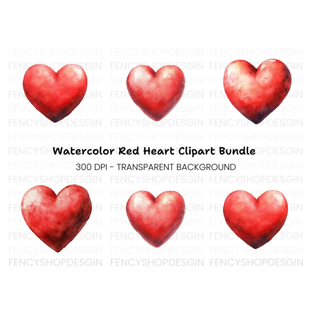 Red Hearts Clipart Bundle