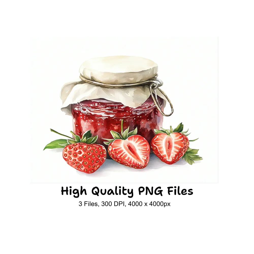 Strawberry Jam Jar Clipart Bundle