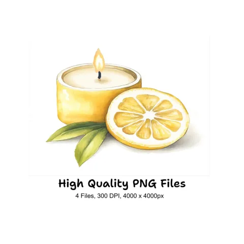 Lemon Scented Candle Clipart Bundle