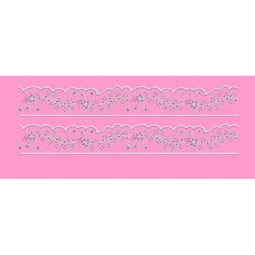 Intricate Violet Blossom Scallop Embroidery Design