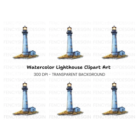 Coastal Lighthouse Illustration Clipart Bundle