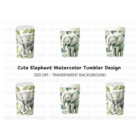 Jungle Baby Elephant Clipart Bundle